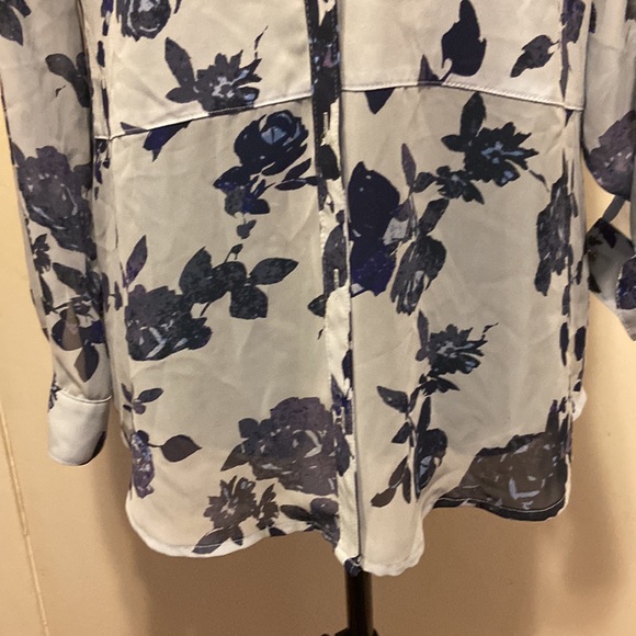 Vintage Candies Semi Sheer Blouse w/Rollup Sleeves Sheer drop waist long sleeve - Picture 3 of 8